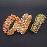 Noor Nauratan Kundan Bangles – Multicolor Bridal Jewelry (Size 2.6" Openable)